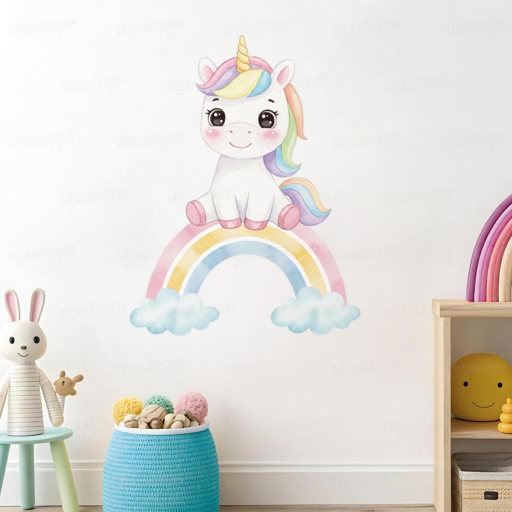 Adesivo de Parede Infantil Unicórnio para quarto de menina e decoração lúdica