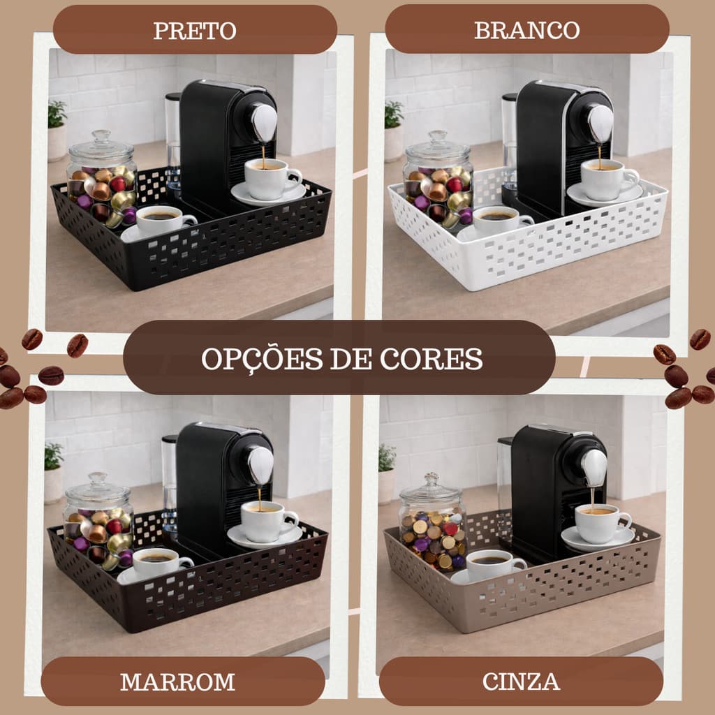 Bandeja Retangular Cantinho Café Capsula Moderna Resistente Grande