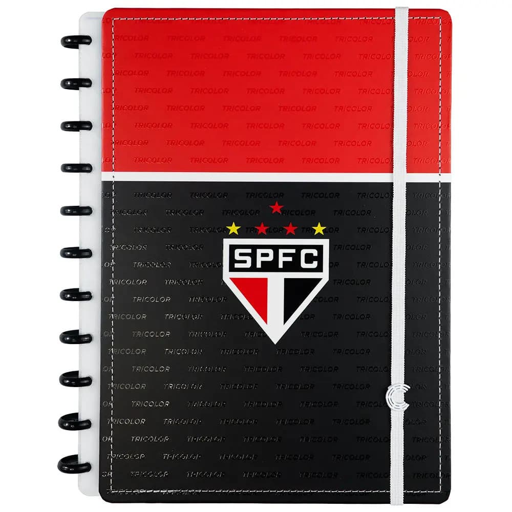 Caderno Inteligente Futebol São Paulo Tricolor Preto Grande CIGD4143
