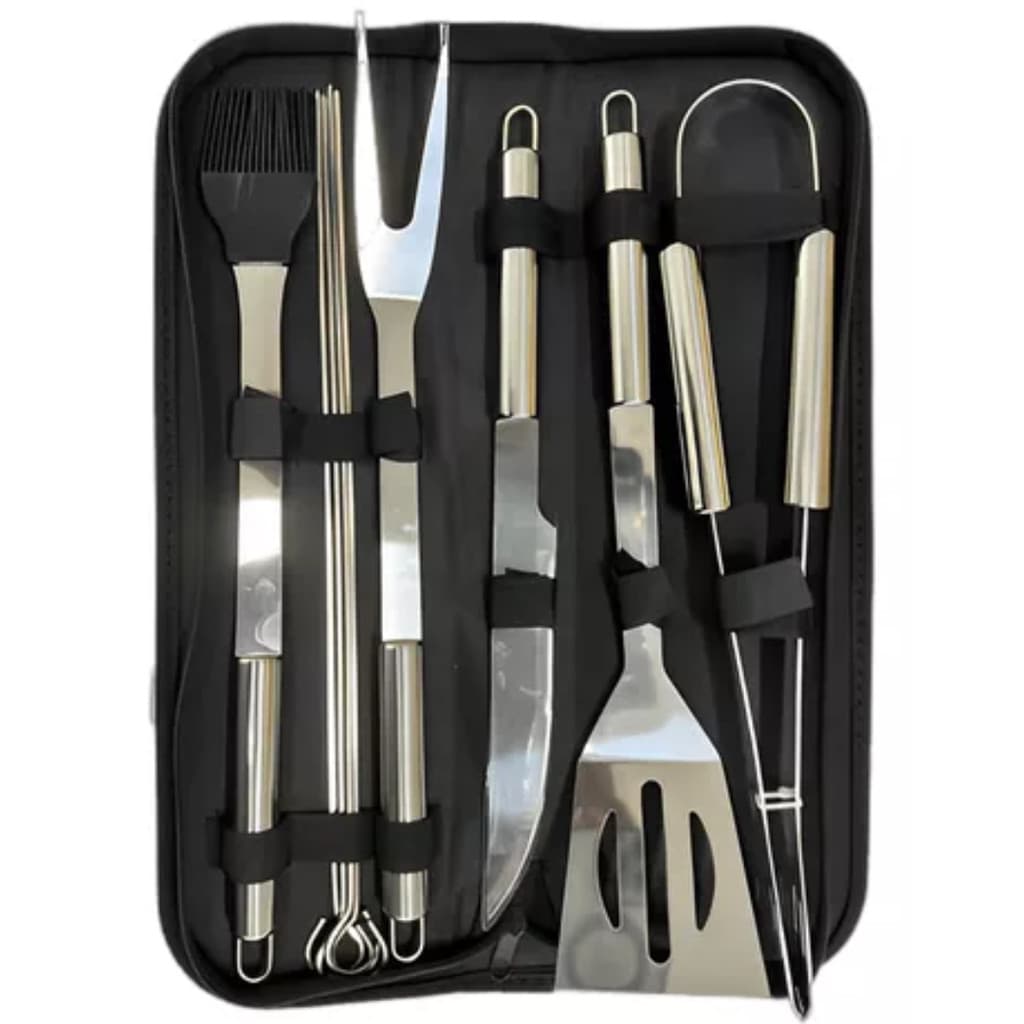 Conjunto de Churrasco 9 Peças Inox Profissional C/ Bolsa - BM-F1026