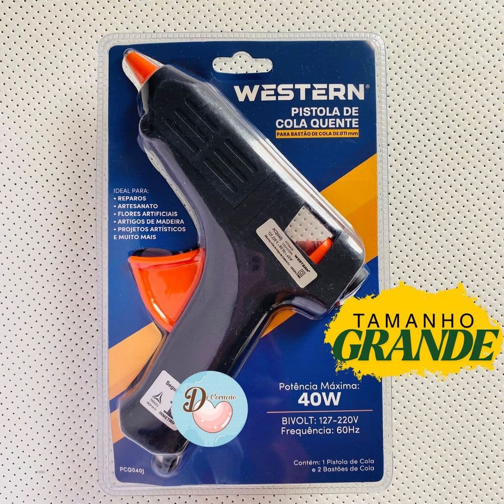 Pistola de Cola Quente 40w Grande Bivolt para Artesanato e Reparos - Western