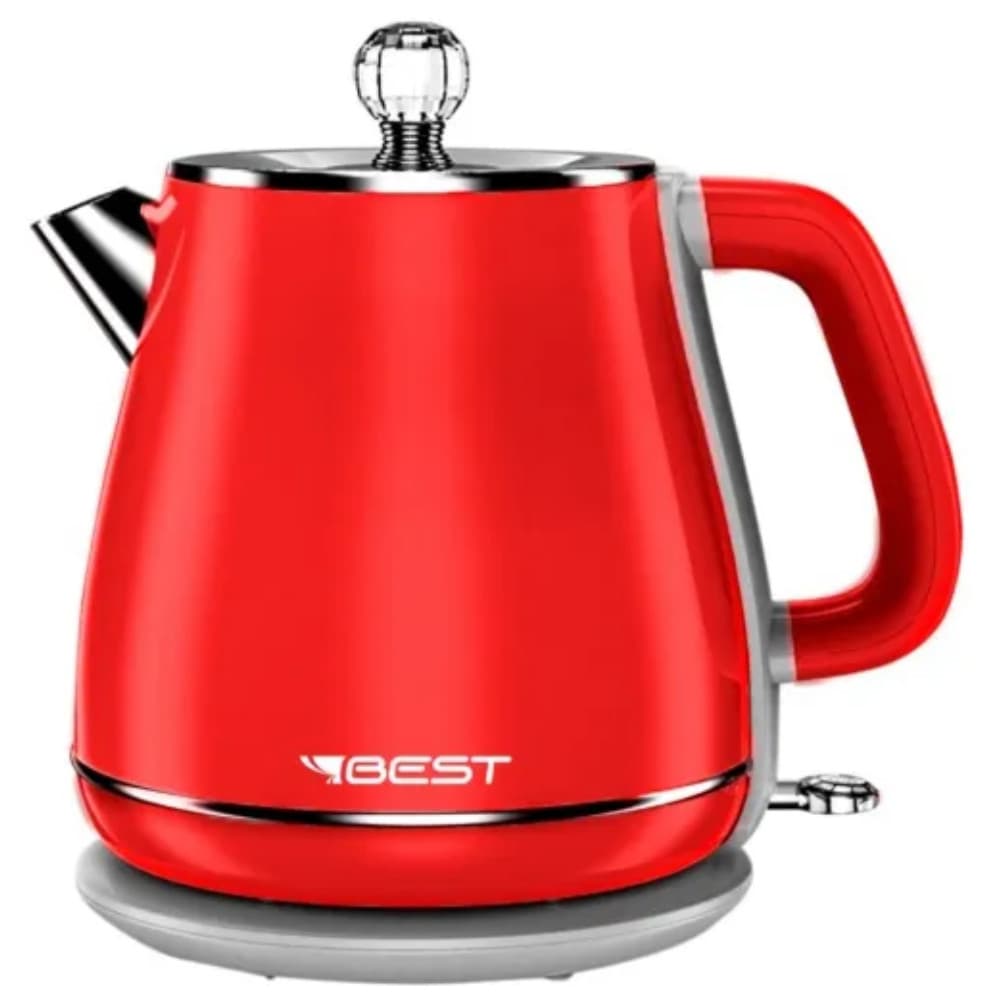 Chaleira Elétrica 1,8L YD-1830C Best–Inox, 1200W, Desligamento Automático, Luz Indicadora, Vermelha