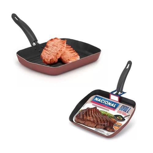 Frigideira Antiaderente Bifeteira Grill Alta Durabilidade Facil Limpeza Cozinha Pratica Nacional