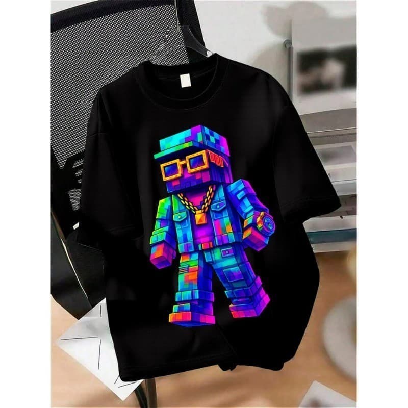 Camiseta Infantil Nova Coleção Robô Neon em Algodão Premium Ideal Para o Dia a Dia