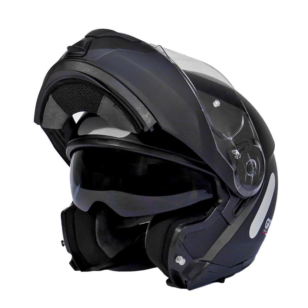 Capacete Gp Tech A118 Robocop Preto Fosco Com Óculos Interno Fumê