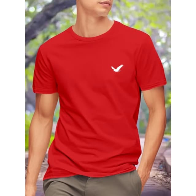 Camiseta Unissex Estampa Minimalista Águia Malha 30.1 estilo E Conforto Costura Ombro A Ombro