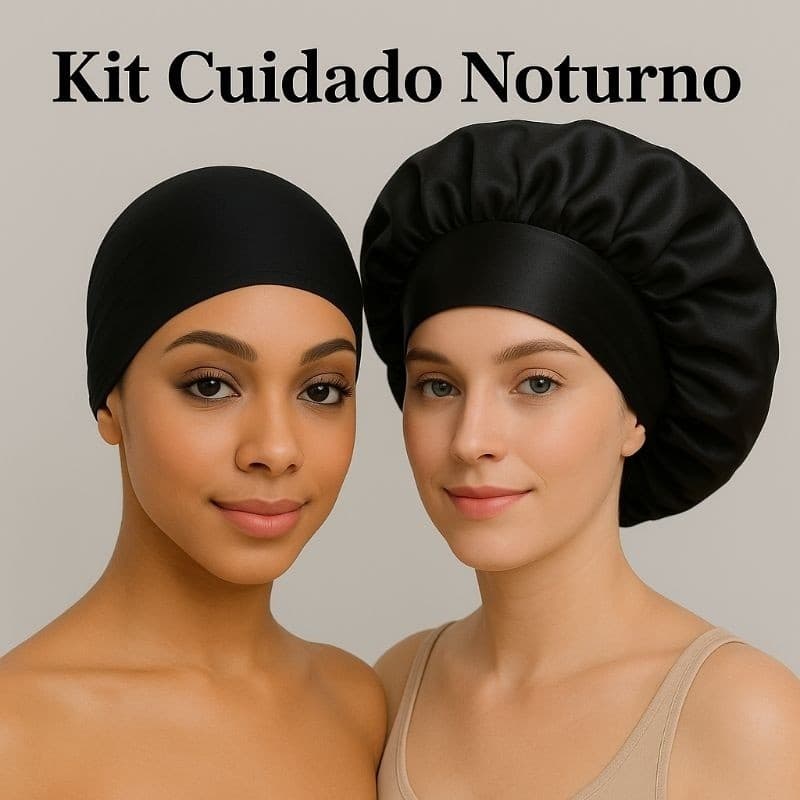 Kit Noturno Touca Nero+ Touca De Cetim Com Faixa,Cores Sortidas