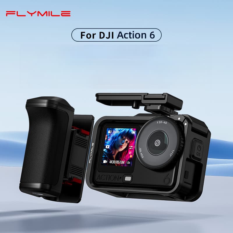 Flymile Compatível Com DJI OSMO Action 6 Street Photography Handle Set , Câmera De Ação Gaiola De Liberação Rápida Capa