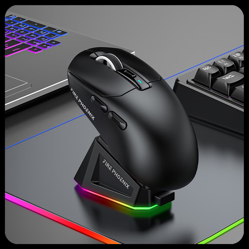 Mouse Gamer Sem Fio Fire Phoenix 24000dpi Paw3311