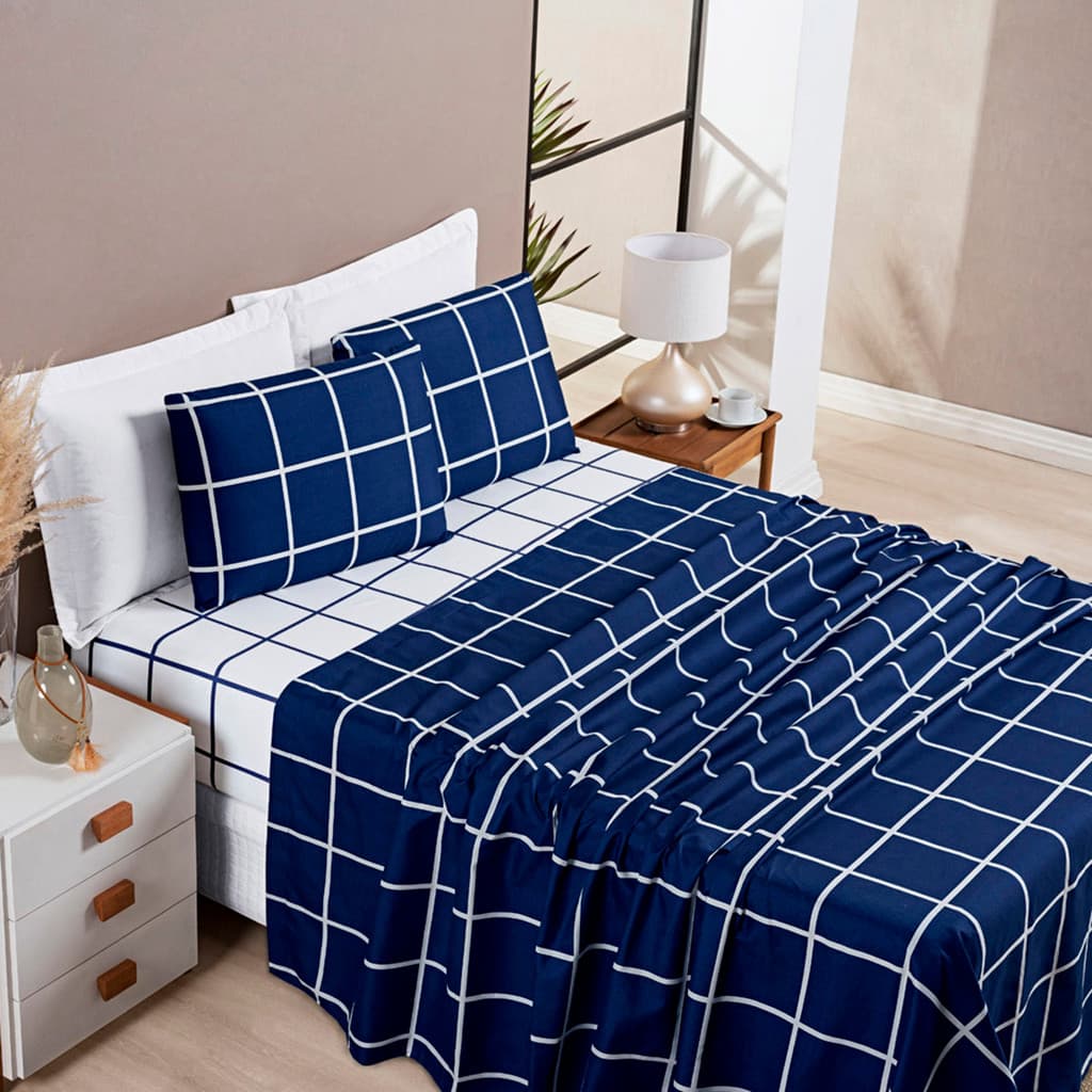 Kit Jogo de Lençol Cama King 4 Peças Austin 200 Fios com Fronha e Lençol de Cima