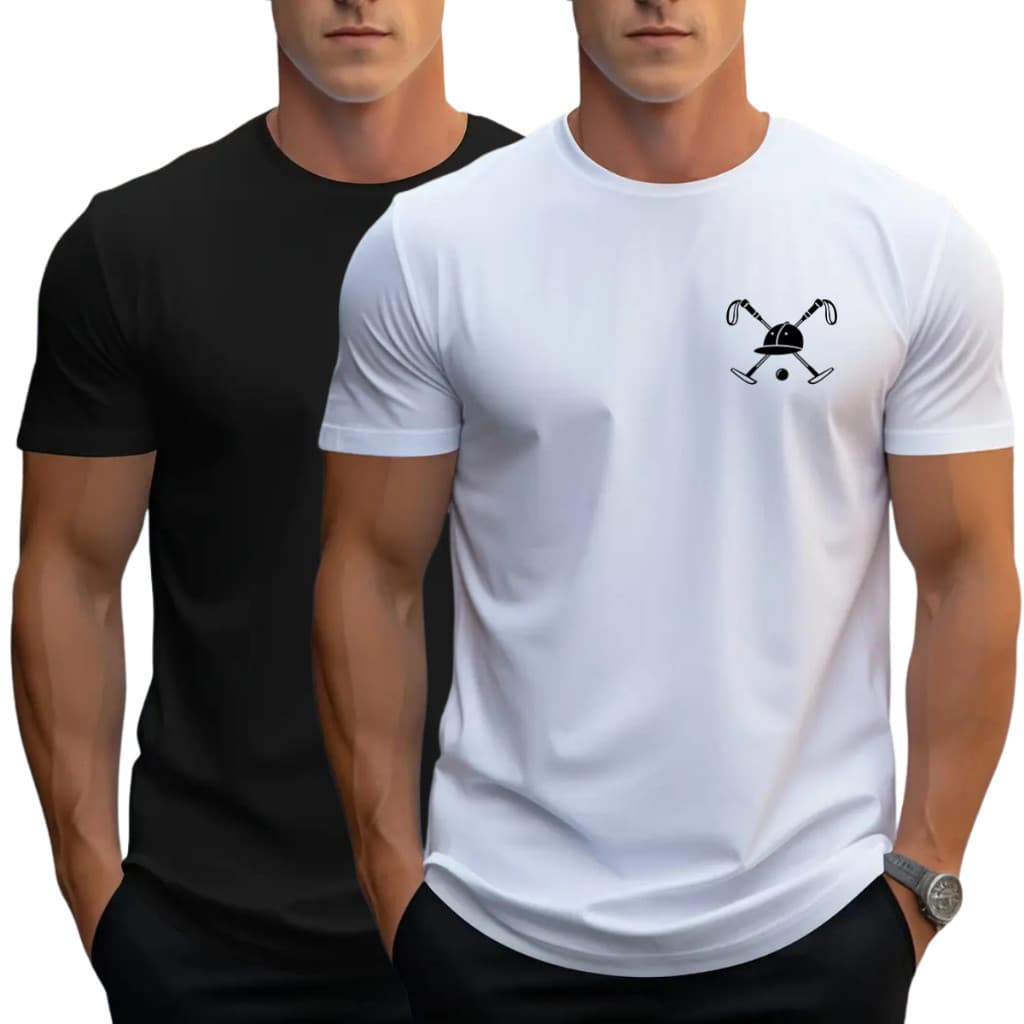 OFERTA Kit 2 Camiseta Por 49,44 Streetwear Masculino Polo Player Camisa Premium Algodão Qualidade