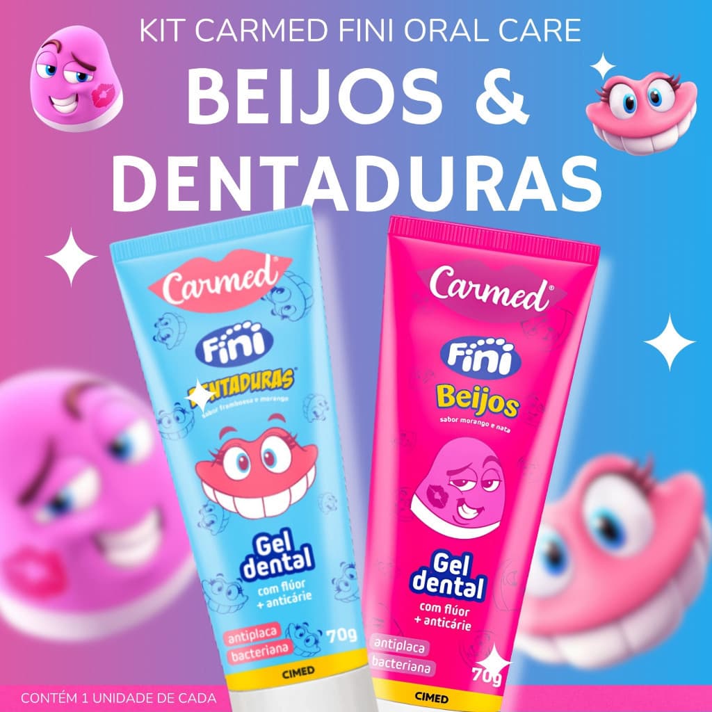 KIT GEL DENTAL CARMED BEIJOS E DENTADURAS