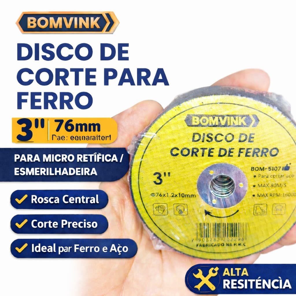 Disco Corte Ferro 3 Polegadas X 76mm Esmerilhadeira 20 Peças