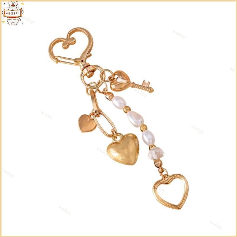 Chaveiro De Coração De Pérola Cintilante Joias Elegantes Para Ela