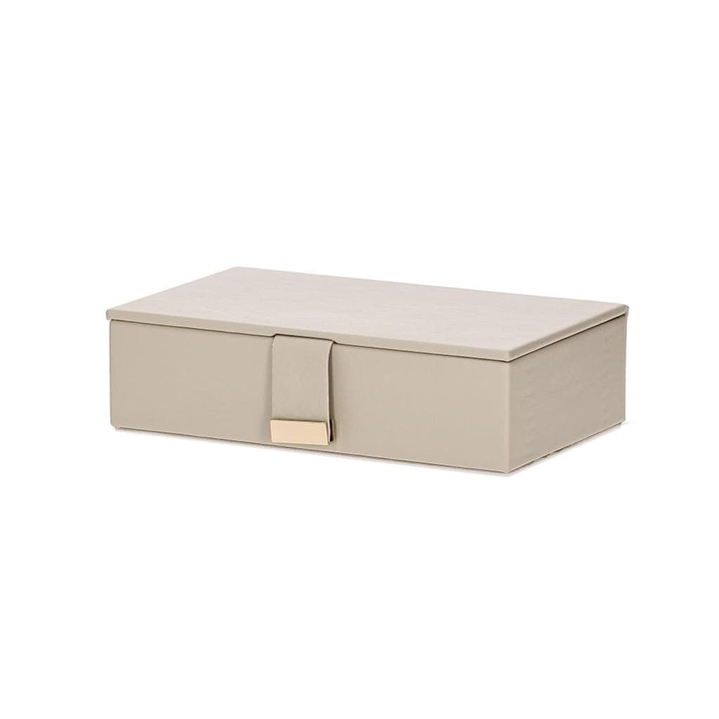 Caixa Decorativa Retangular Cinza Claro com Fecho Dourado 24 x 14,5 cm