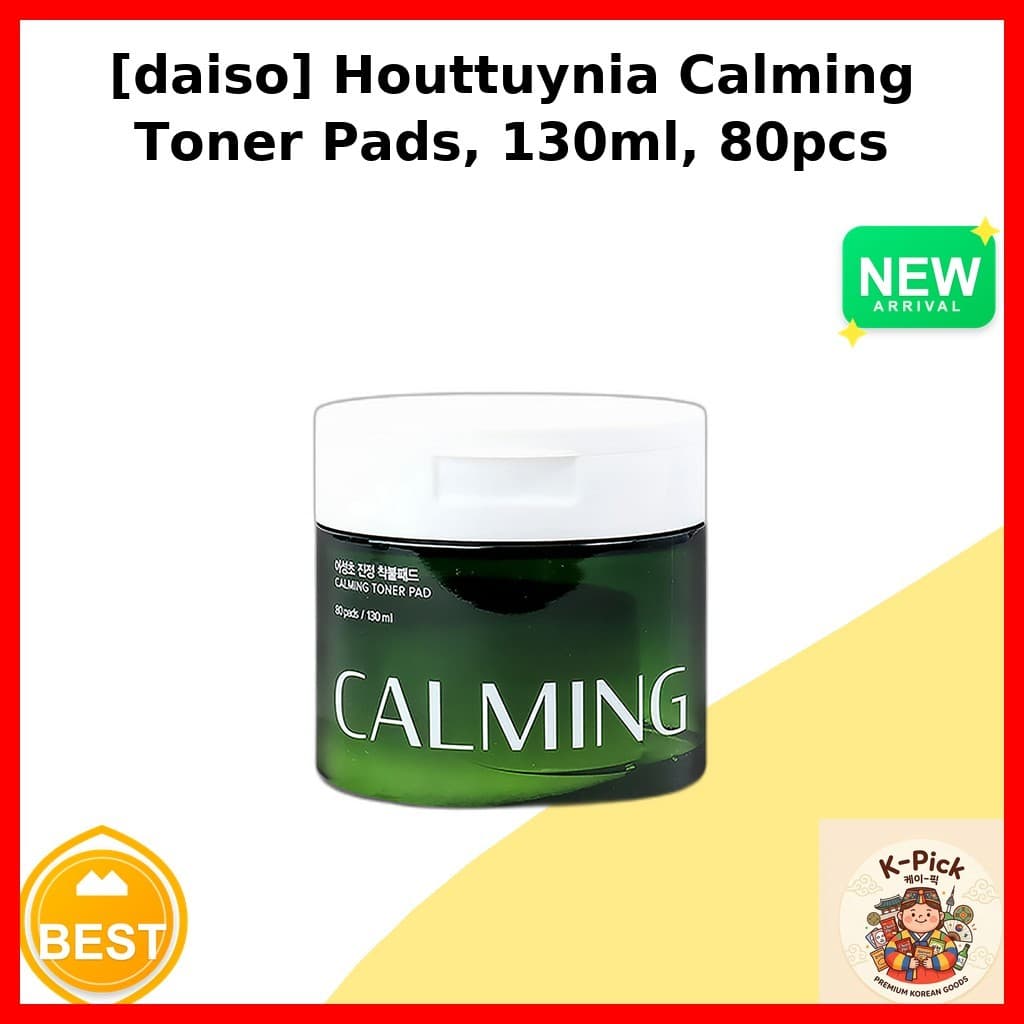 [daiso] Almofadas De Toner Calmantes Houttuynia , 130ml , 80 Unidades/Coreanas/Fácil Aplicação/100 % Genuínas Por k_pick