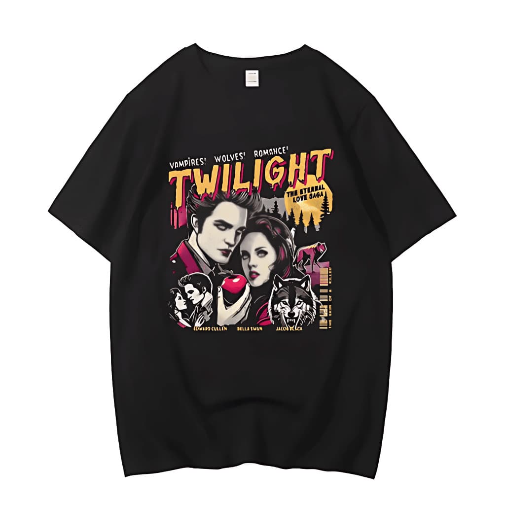 Camisa serie e filme Crepúsculo Twilight Saga Arte Vampiros e Lobos Camisa  Unissex algodao, envio rápido