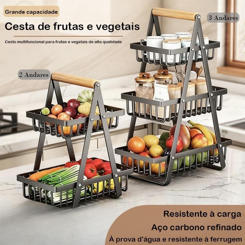 Fruteira de Mesa Alta Qualidade Cesta de Frutas 2 Andares e 3 Andares Cesta de Metal Portátil Organizador