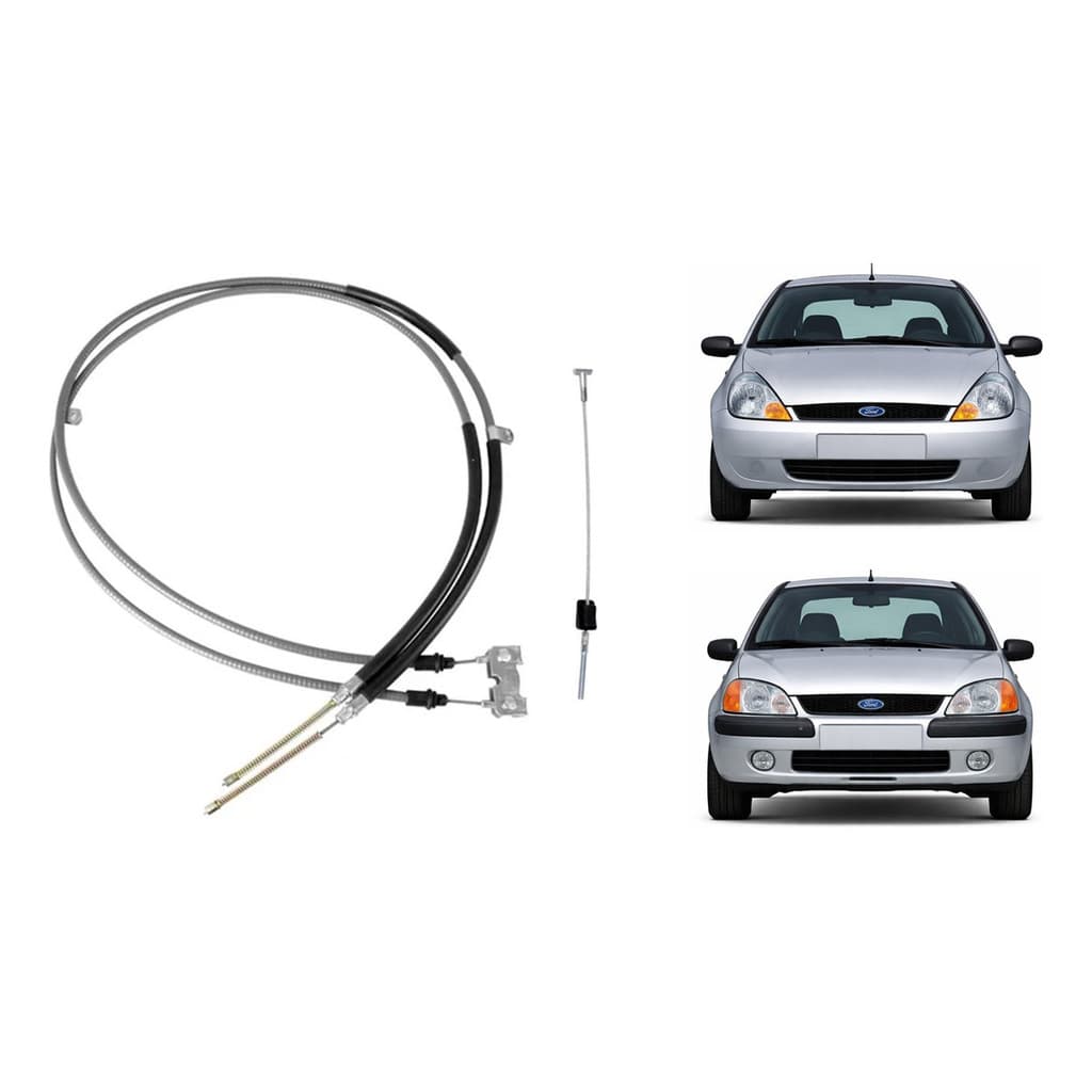 Kit Cabo Freio Mão Ford Ka 1996 97 98 99 01 02 03 04 05 2006 - Alavanca + Roda Traseira