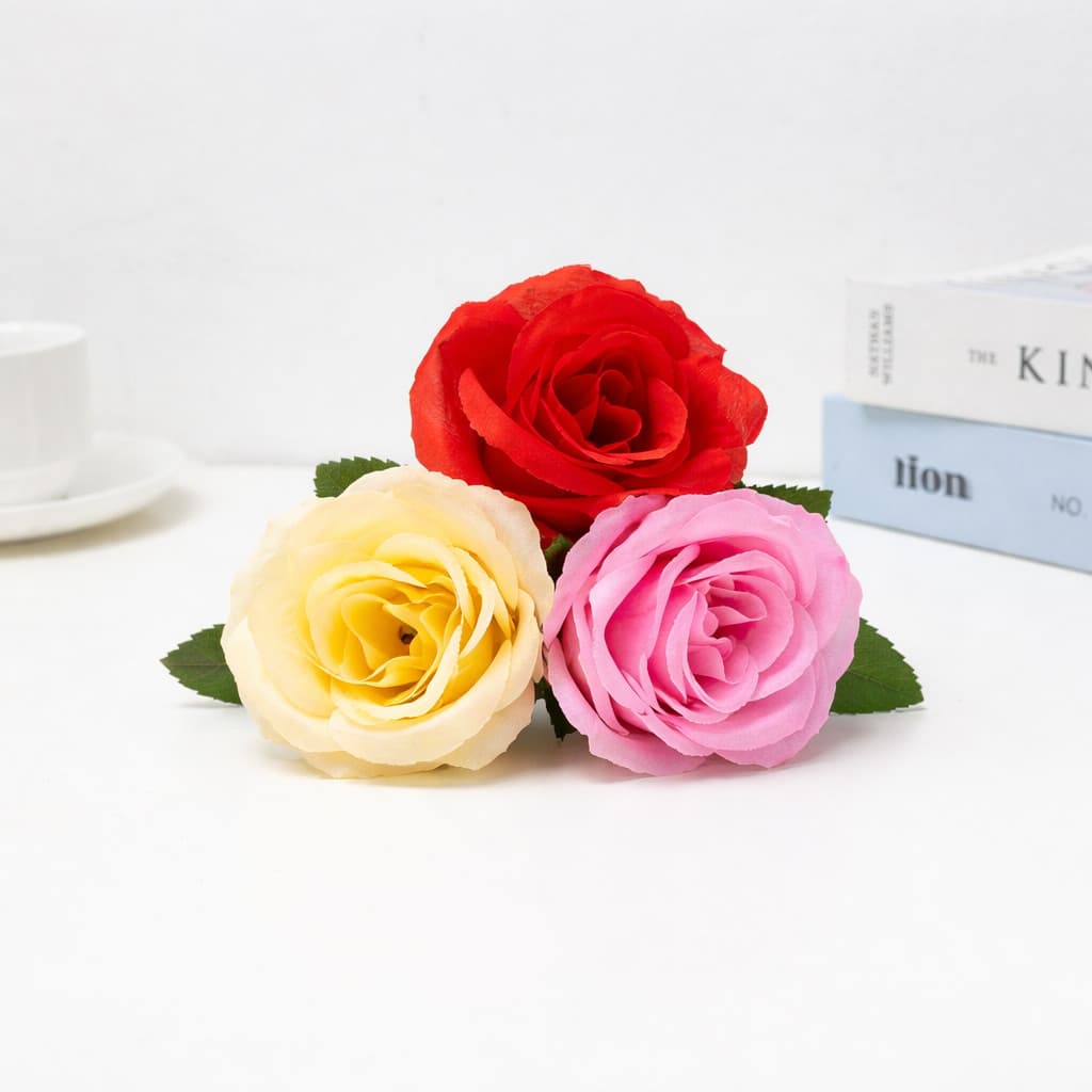 Kit 3 Flor Artificial Decorativa Realista Rosa
