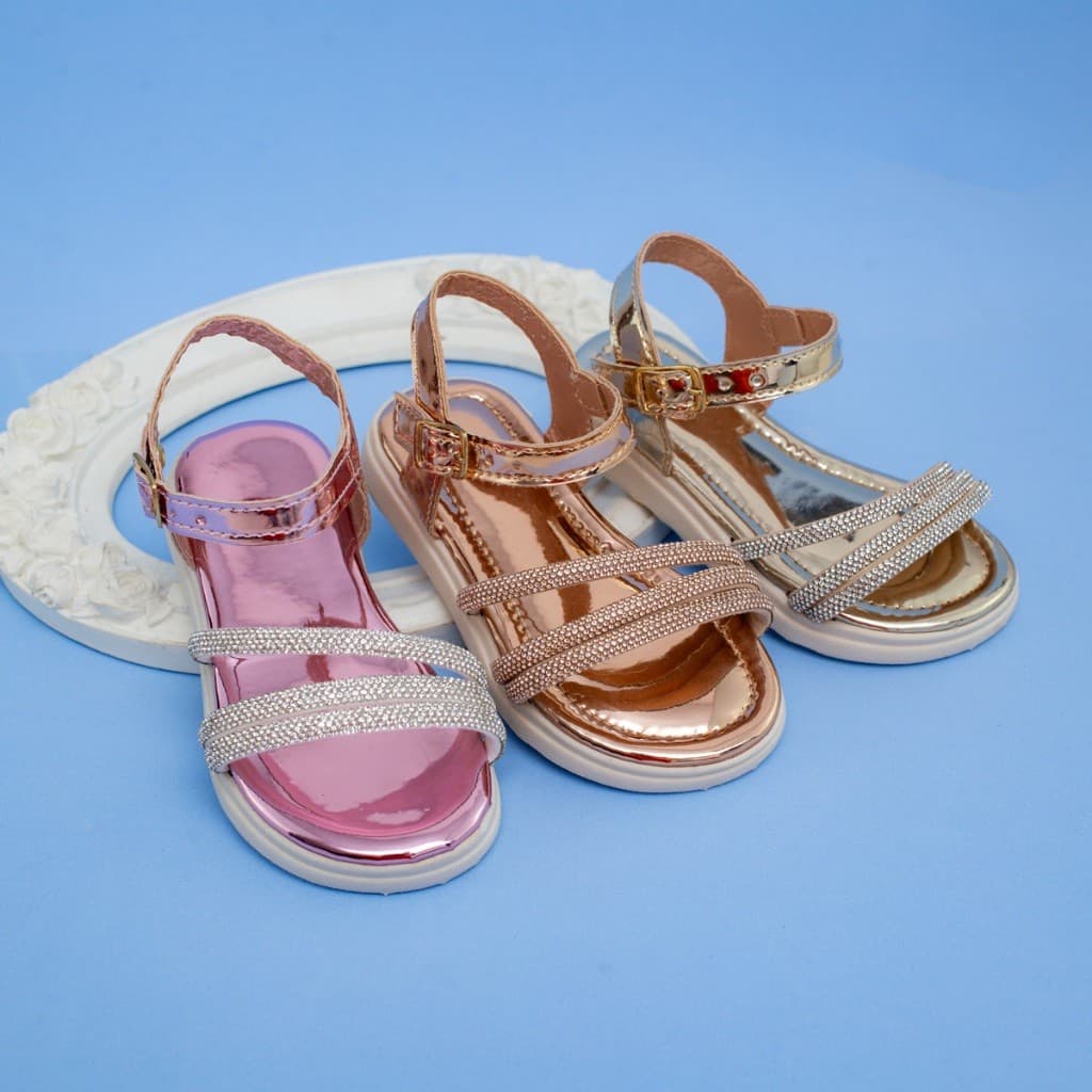 Sandália Infantil Feminina Várias Cores Com Strass Super Estilosa Original Envio Imediato