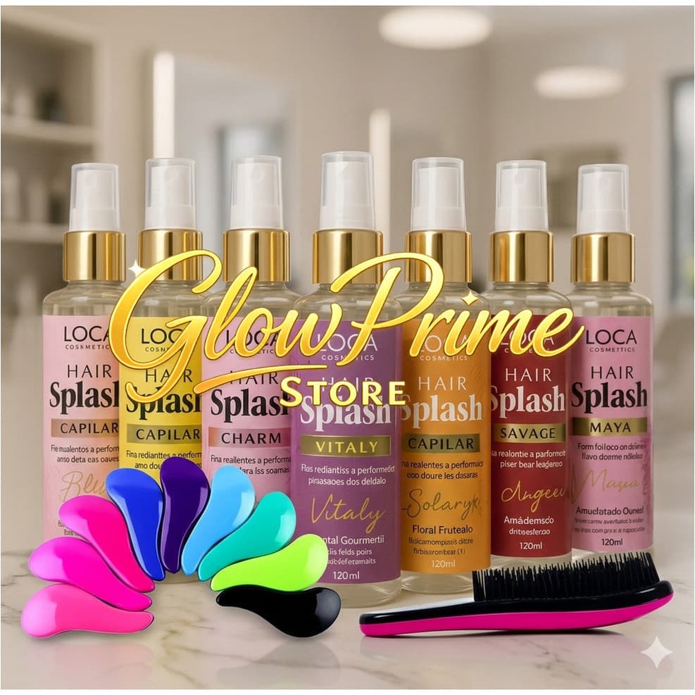 Combo Brilho e Perfume:1 Hair Splash + 1 Escova Mágica (Cor e fragrância Sortida)OTOS