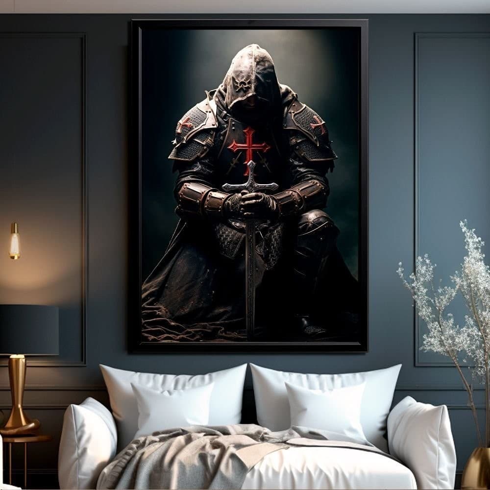 Quadro Decorativo 120x80cm Cavaleiro Cruzado Escritório Sala Quarto Hall Casa Decoração De Parede Mdf Adesivo