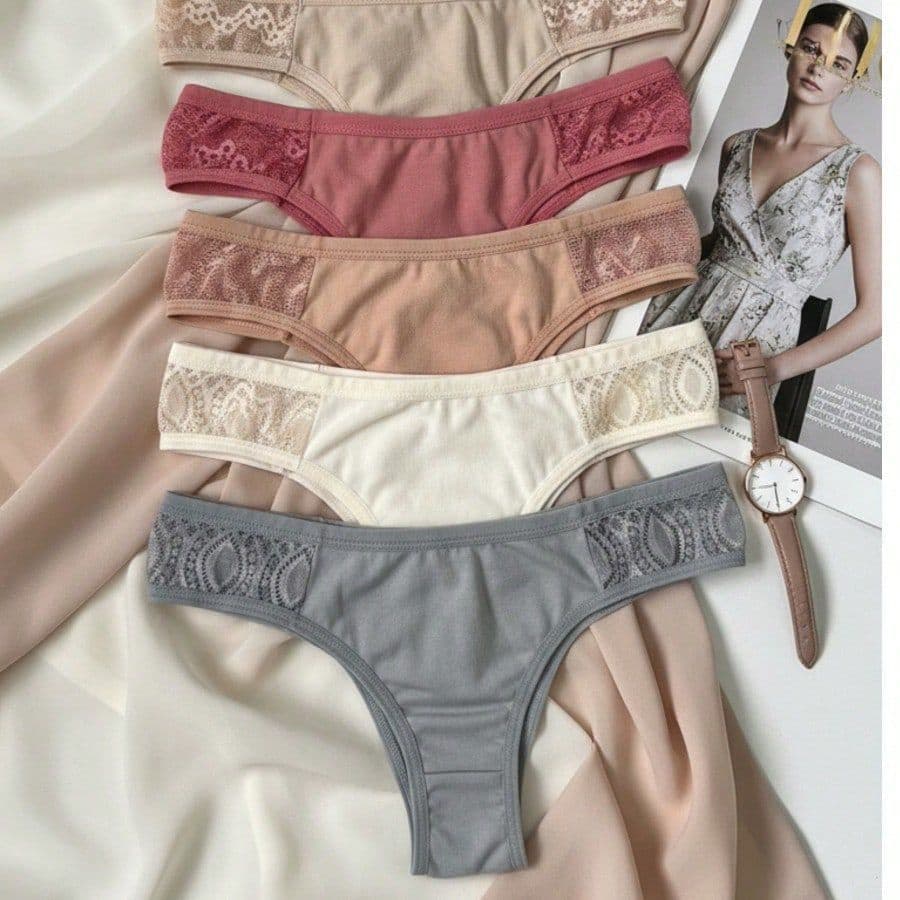 Kit Calcinhas 100% Algodão Renda Conforto Anti Alérgica Respirável Não Marca Tanga Moda Íntima