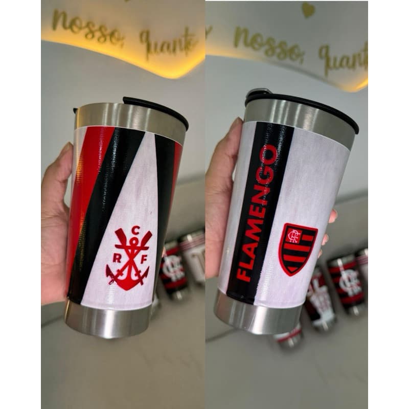 Copo Térmico Personalizado Times 473ml com Abridor inox| copo com tampa| copo de cerveja| bebidas variadas.