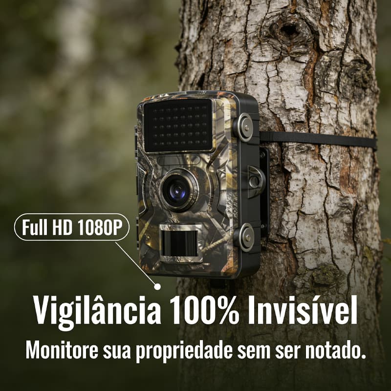 Câmera De Trilha Vigilância Invisível 1080P Full HD IP66 Sensor Movimento Noite 940nm