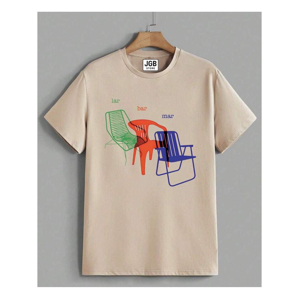Camiseta Lar Bar Mar Cadeiras Brasil Ferias 100% Algodão Unissex Plus Size Bar Mesa Cerveja