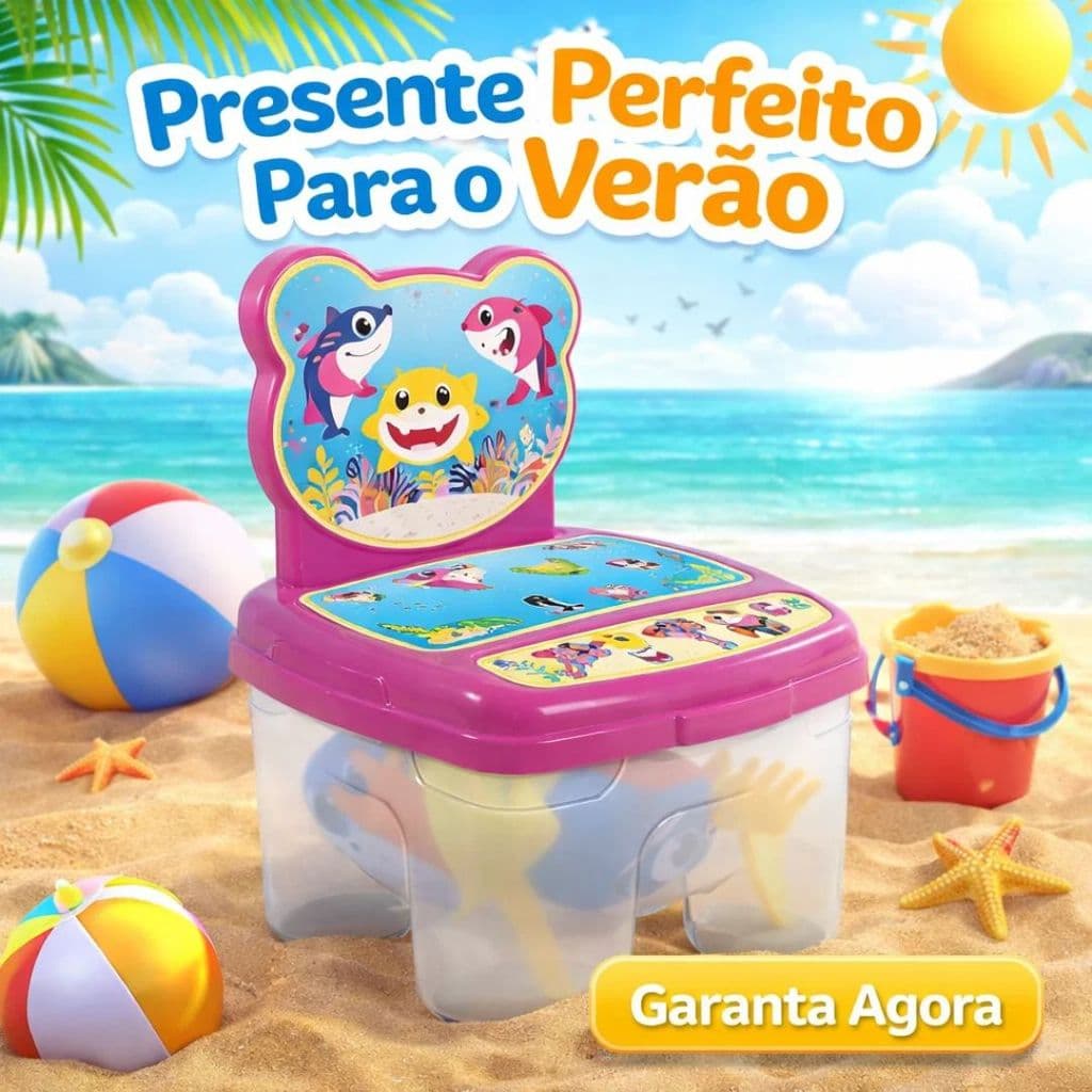 Cadeira de Praia Toy Infantil Com 6 Peças Como Pazinha Rastelo e 4 Forminhas