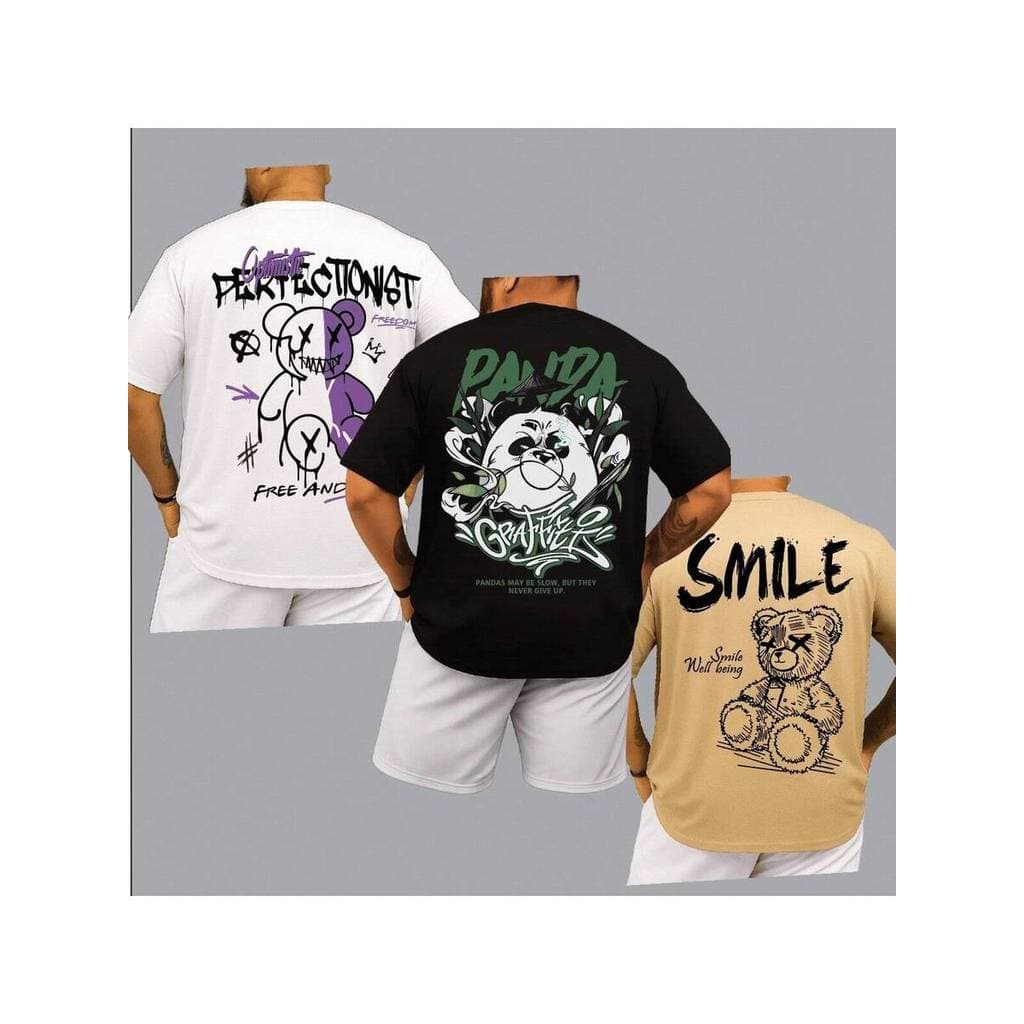 Conjunto 3 Kit Camiseta Masculina Algodão PremiumAdulto Streetwear