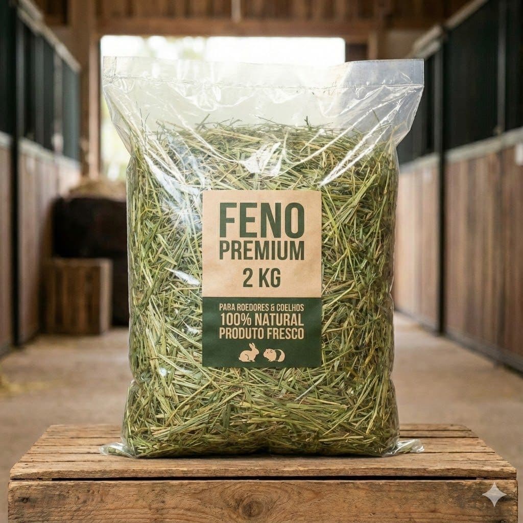 Feno 2kg Para Roedores | Coelho, Porquinho da Índia, Chinchila - Envio Rápido - Verdinho