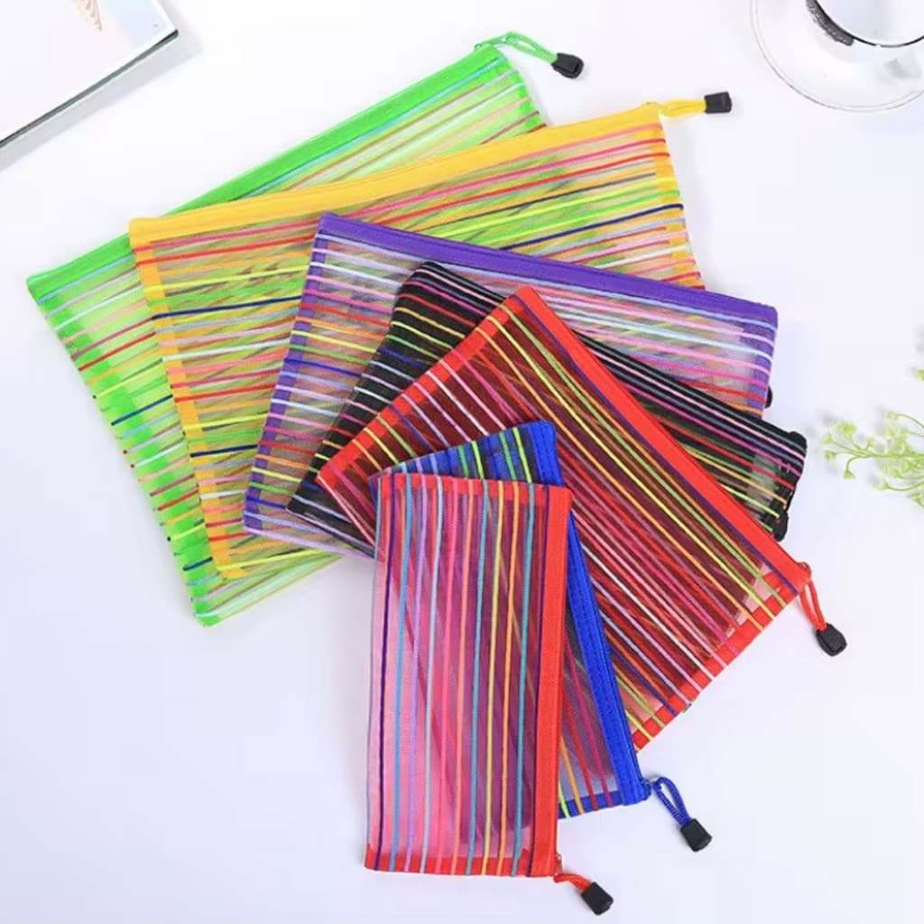 Pasta Organizadora com Zíper Colorida – Arquivo Escolar e Escritório | 3 Tamanhos Disponíveis