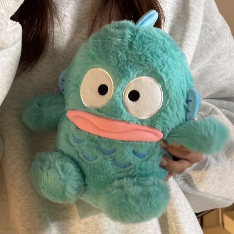 Sanrio Hangyodon Brinquedo De Pelúcia Bonito Engraçado Azul Verde Boca Grande Peixe Feio Boneca Dormir Decoração Para Ca