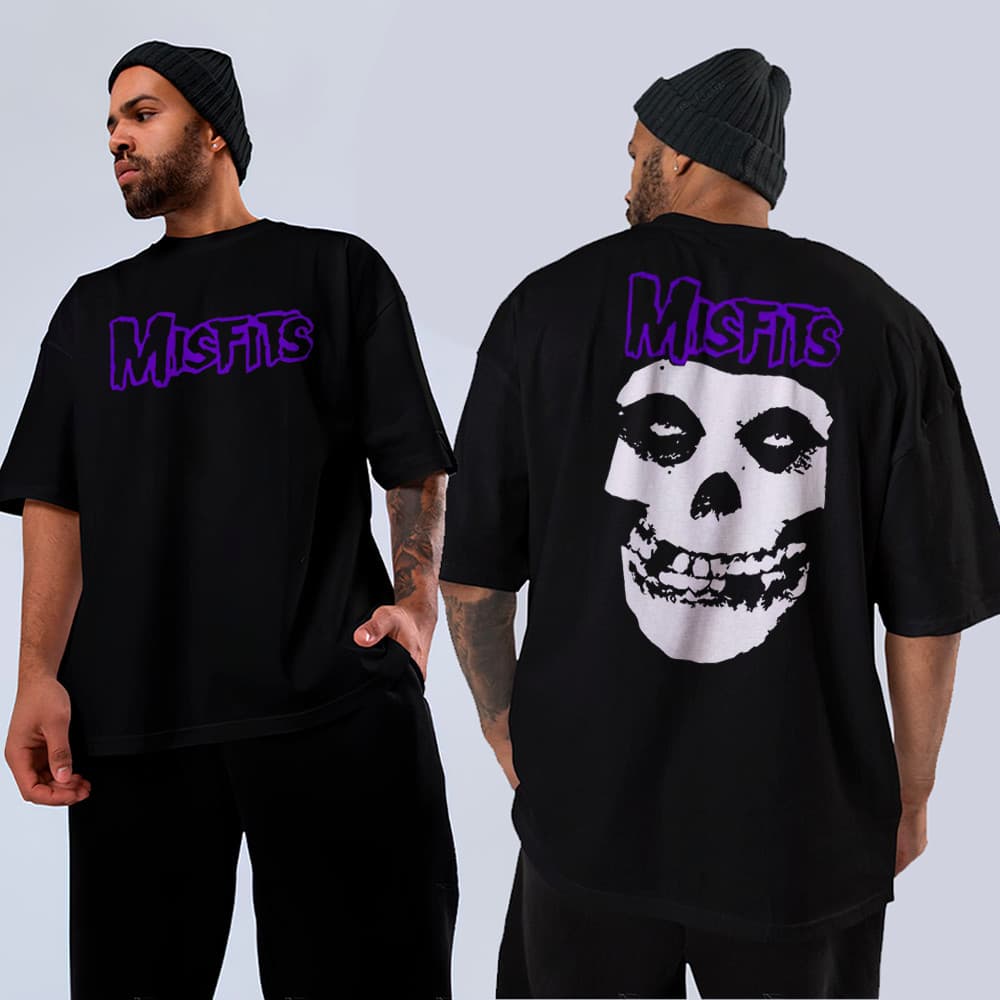 Camiseta Basica e OVERSIZED Misfits Banda Rock N Roll Gotico Punk Unissex