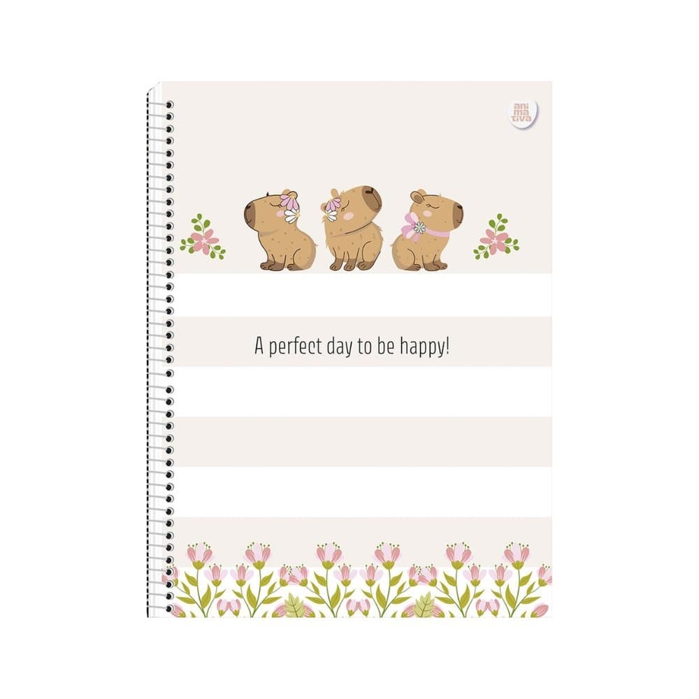 Caderno universitário Espiral 1 matéria Capivara com 80 Folhas - Sortido