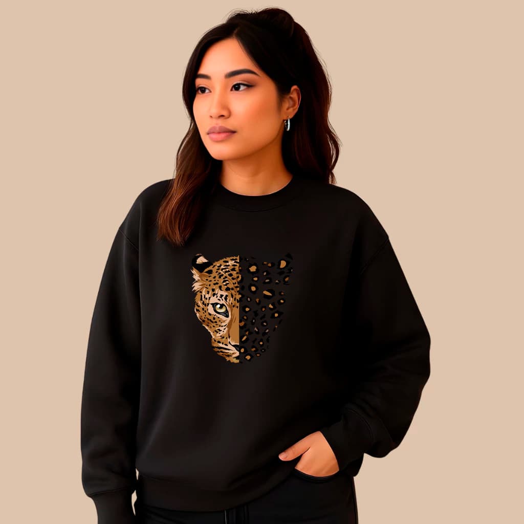 Casaco Feminino Estampado Moletom Animal Print Moletom Feminino Gola Careca Moleton Feminino