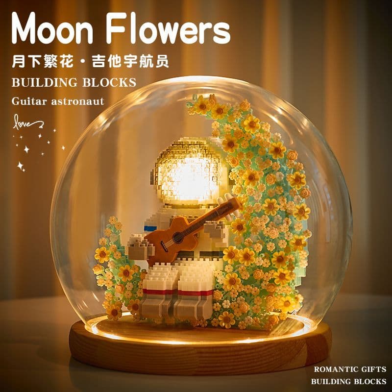 Blocos de construção astronauta montagem preservada flor estrela Dai Lulu meninos meninas presentes ornamento