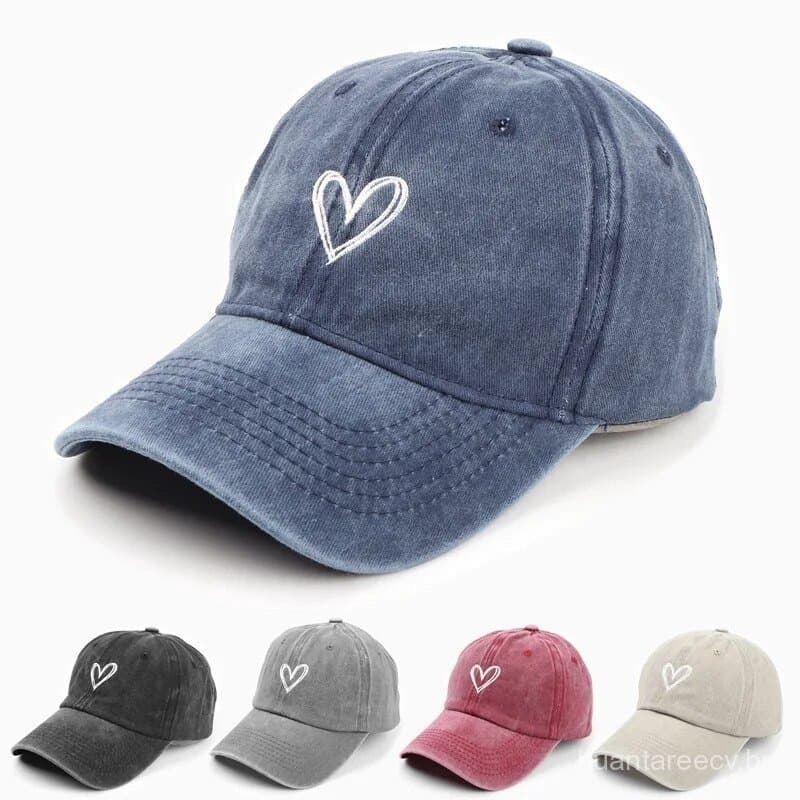 Spring/SummerHat Chapéu De Pato Bordado Feminino De Coração De Pêssego Baseball Casual Coreano Versão Casal Fino Macio M