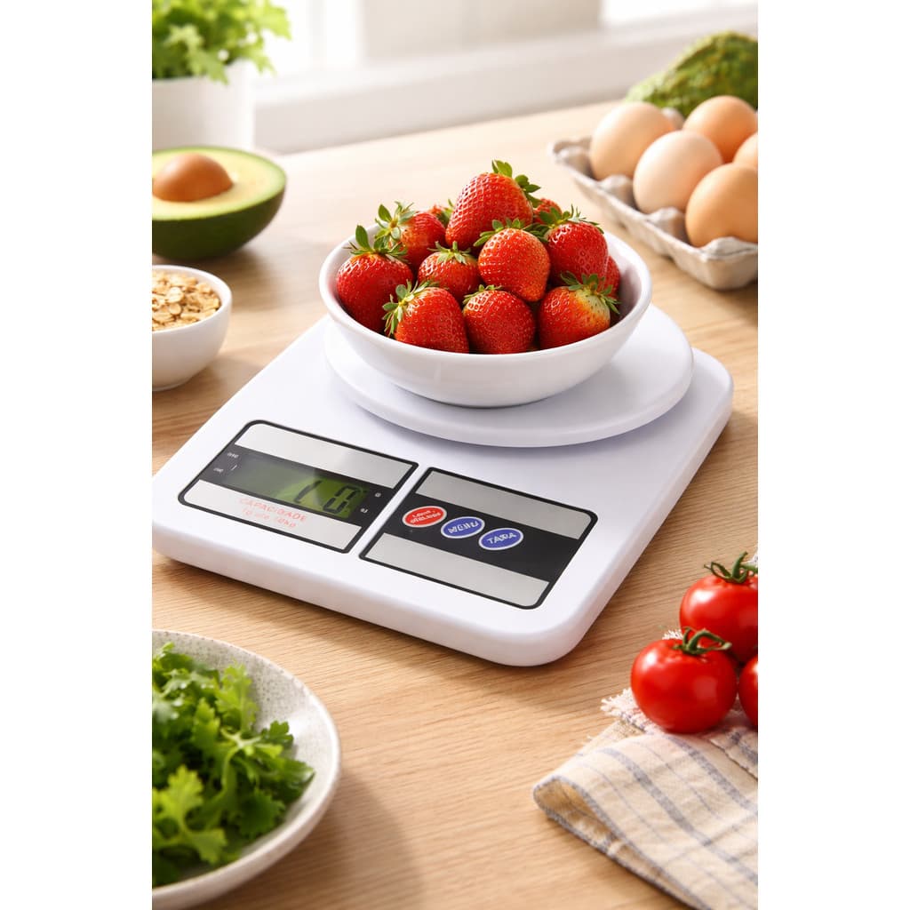 Balança Eletrônica de Cozinha Alta Precisão até 10kg para Alimentos Nutrição Receitas Dieta