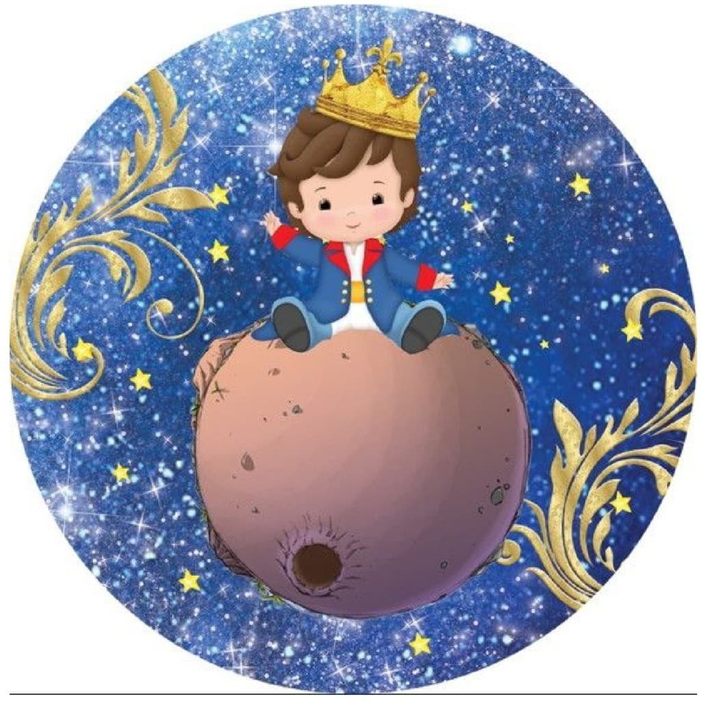 Capa Painel Pequeno Príncipe 50x50cm Redonda Sublimada para Festa Infantil Decoração Bebê