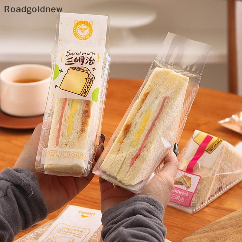 RGN 100 Peças Sacos Triangulares Transparentes Para Embalagem De Plástico Sanduíche , Pão , Decoração De Festa De Aniver