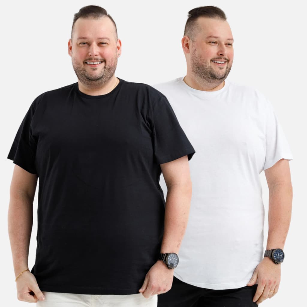 KIT 2 Camiseta Plussize Masculina Lisa Básica Grande G1 ao G5