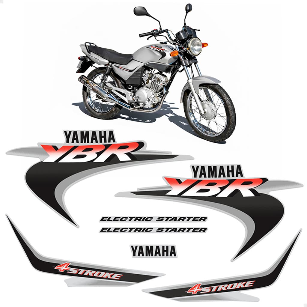 Kit Adesivos Para Yamaha Ybr 125 2001 Moto Prata Completo