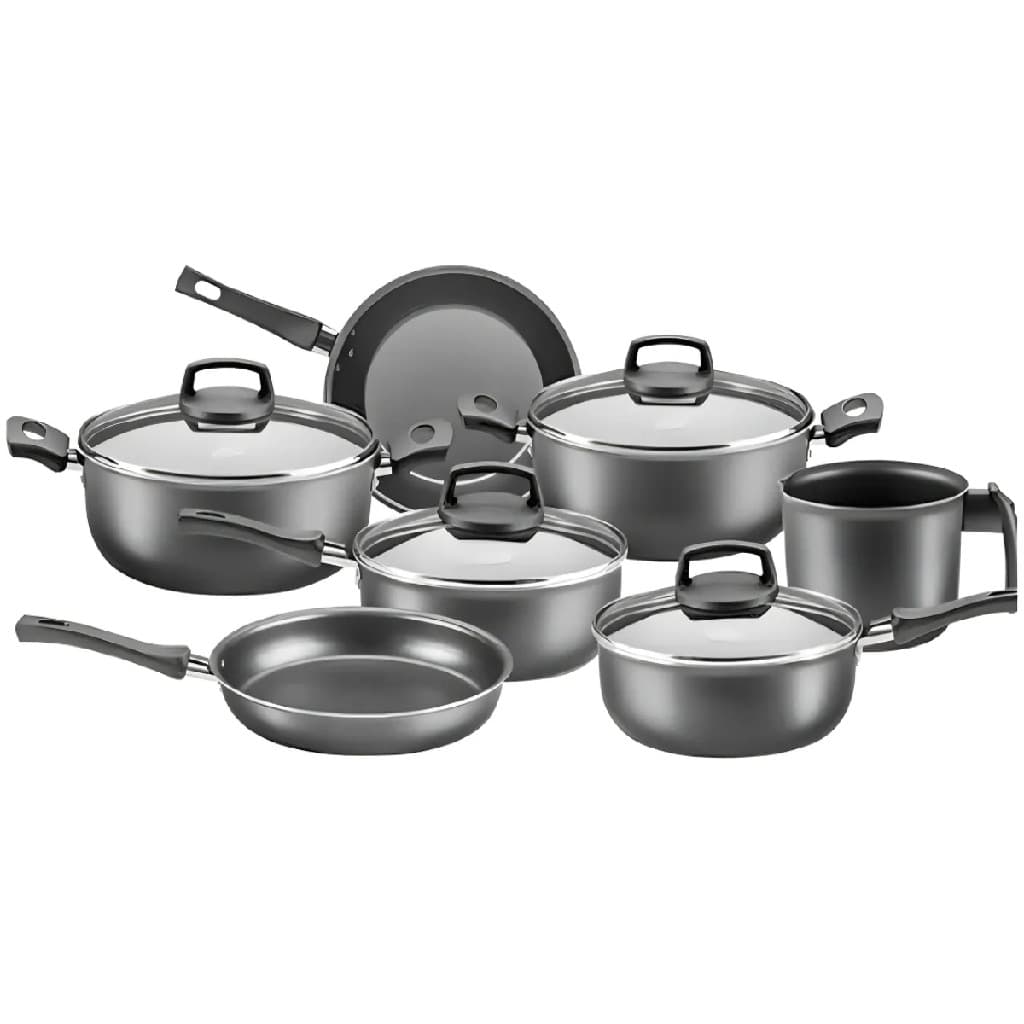 Conjunto Jogo de Panelas Antiaderente Safira Cristal Grafite Com Cabo Antitérmico + 7 Peças MTA
