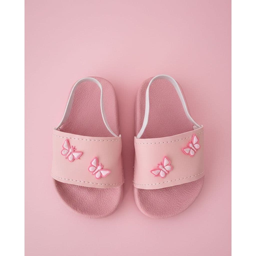 Chinelo Slide Bebê Fofinho Confortável Meninas Borboleta Lançamento