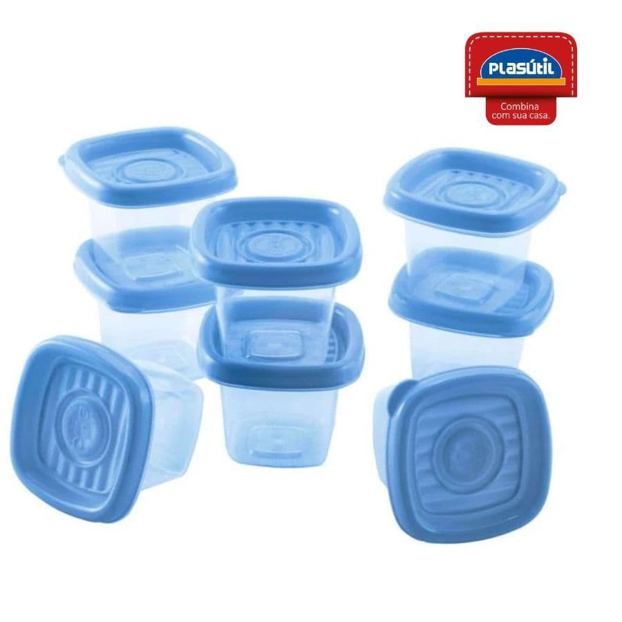 Conjunto 8 Mini Potes Multiuso pop Quadrados 70 ml Plasutil