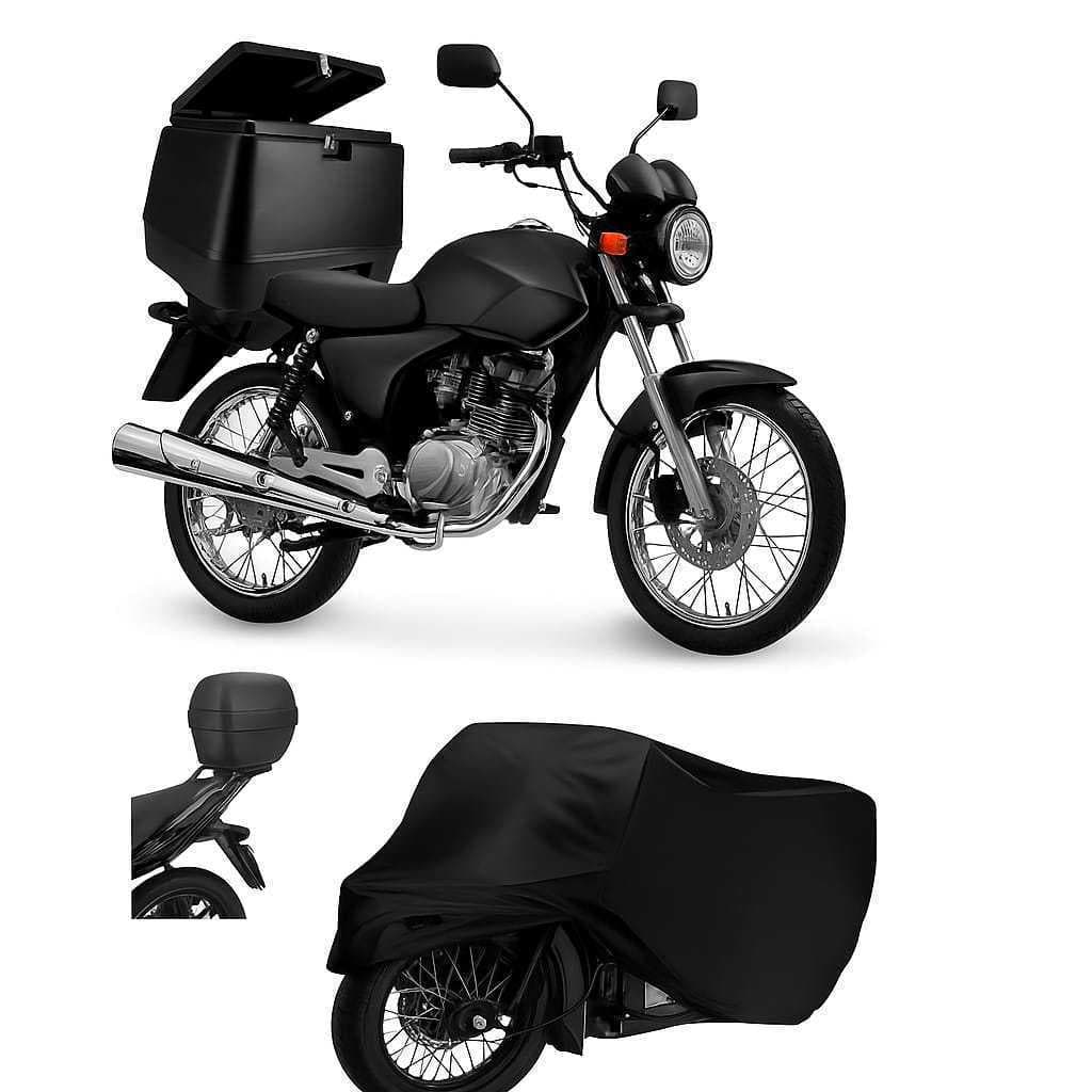 Capa Cobrir Moto Couro Impermeável Titan Com Baù E Similares